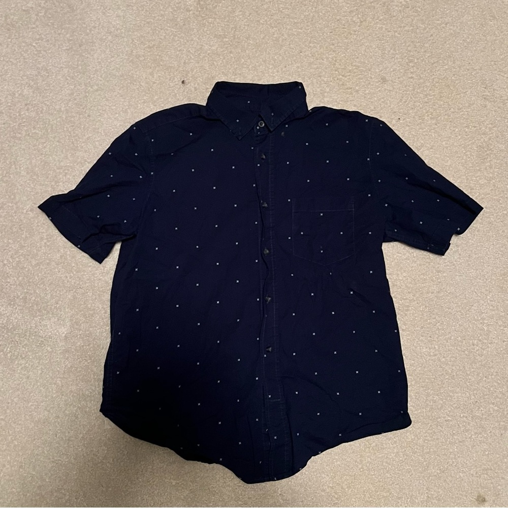 Navy button down